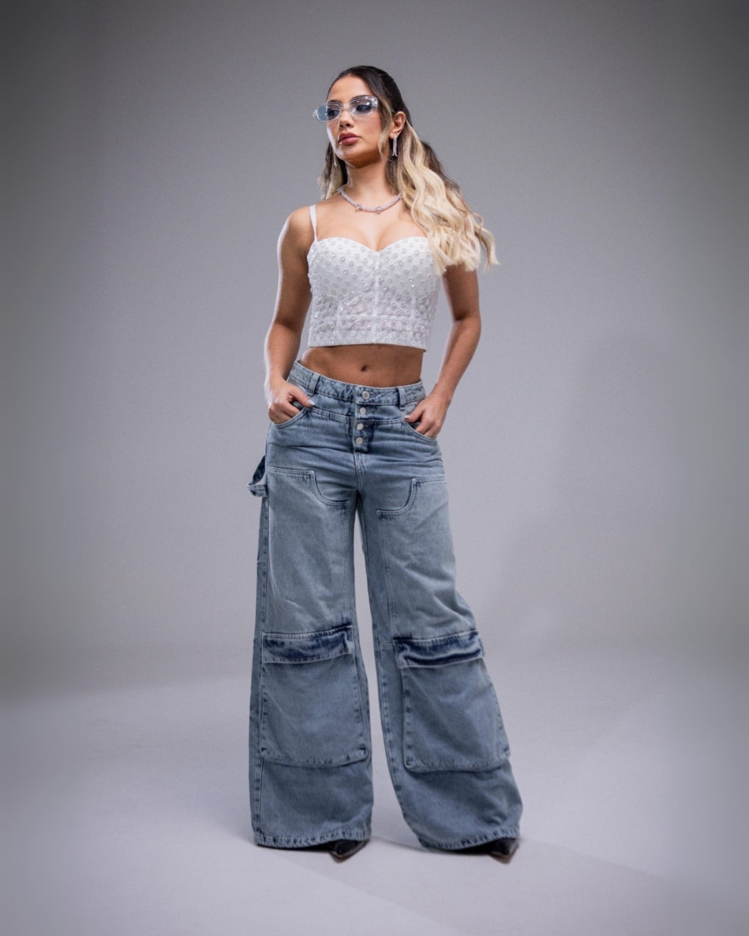 Rebel – Jean Cargo Wide Leg con Estilo Tie-Dye