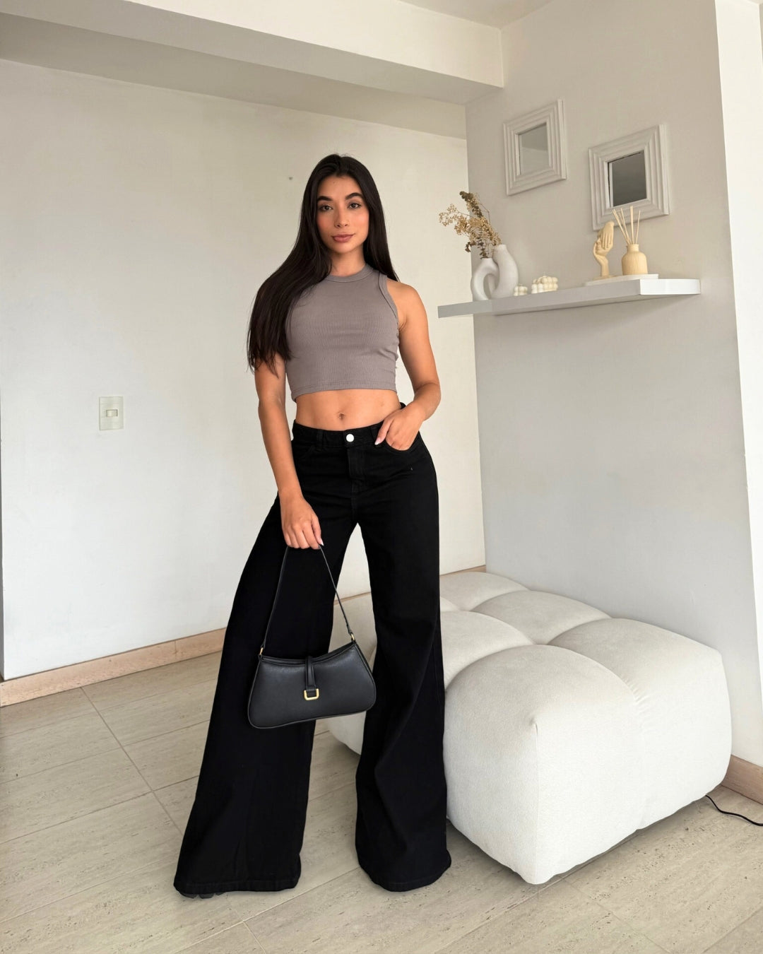 Jean Essenzia Bota Ancha Negro
