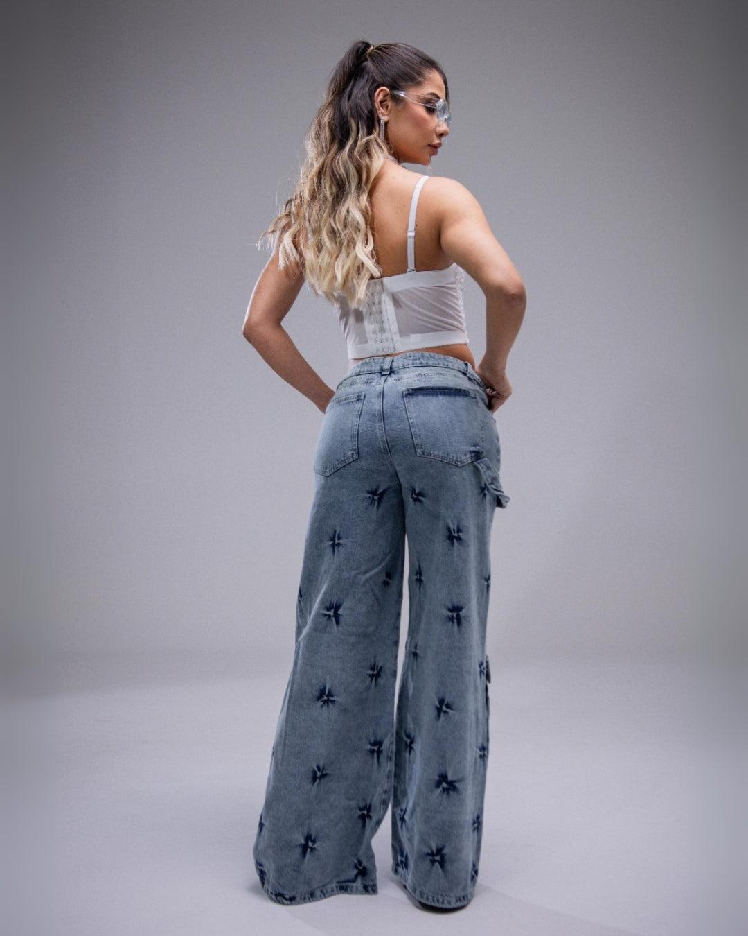 Rebel – Jean Cargo Wide Leg con Estilo Tie-Dye