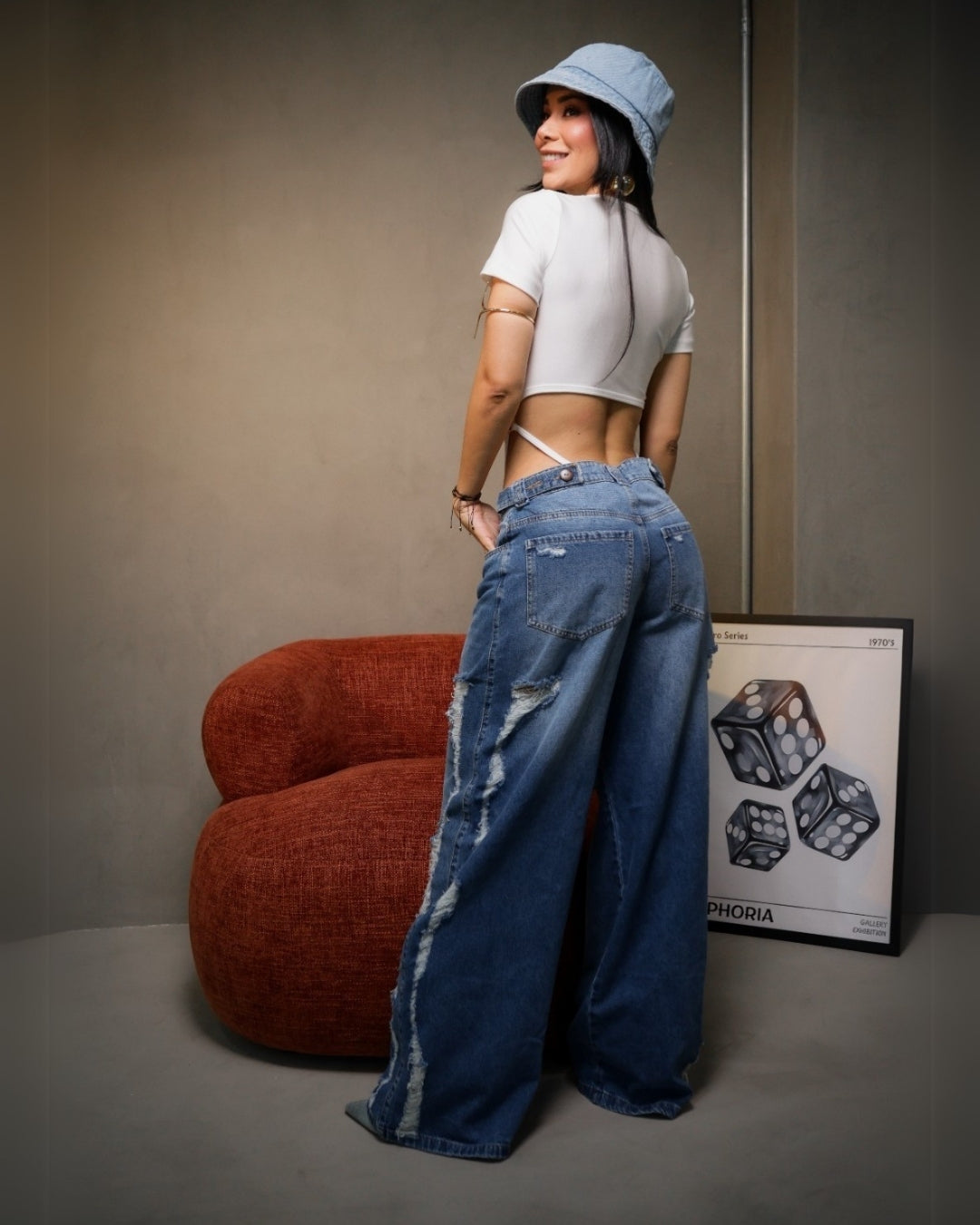 Jean Rotos - Azul Ancho Con Desgaste Lateral