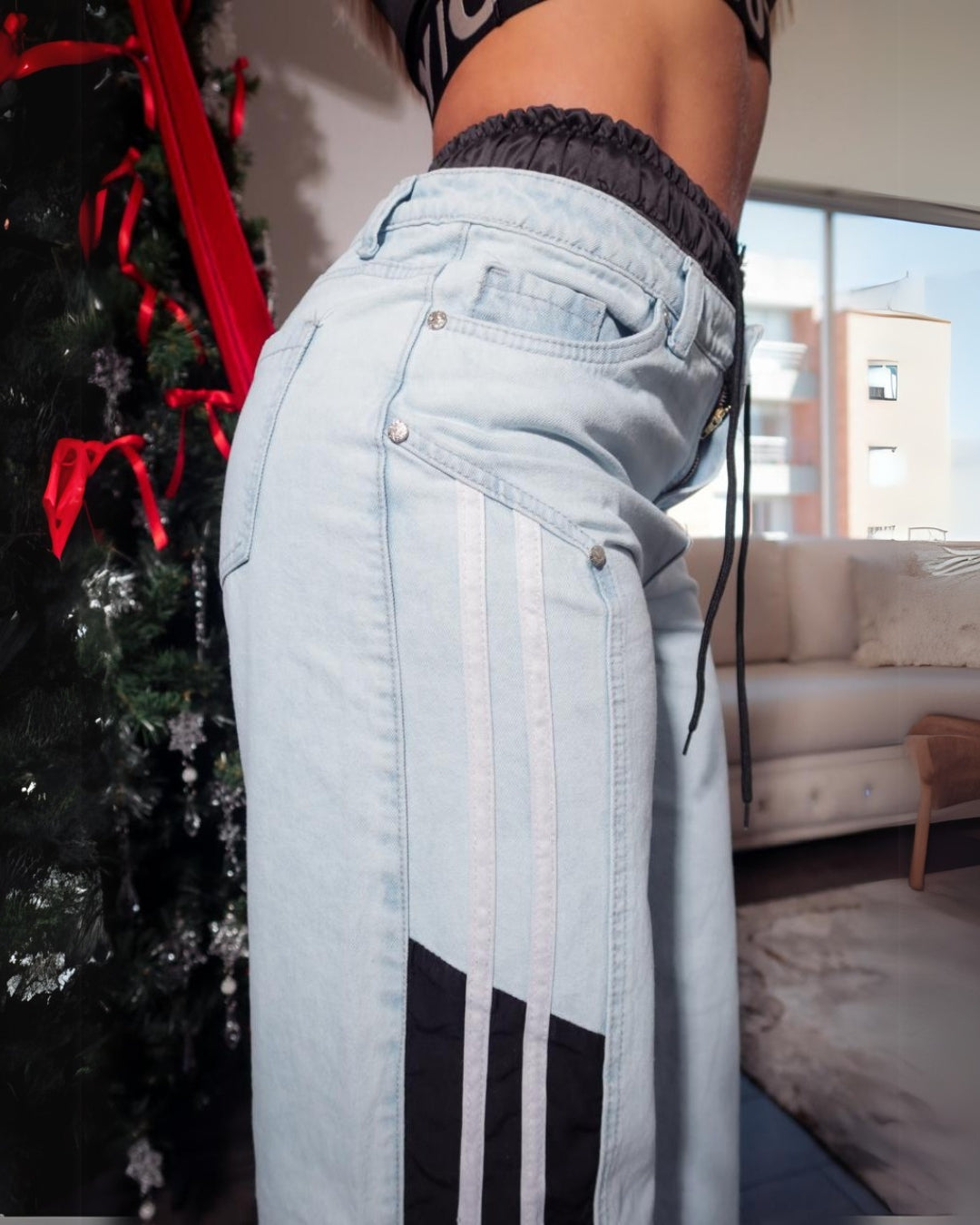 Munikos Jean LuxeBelt® Negro con Líneas Laterales y Pretina - Edición Limitada