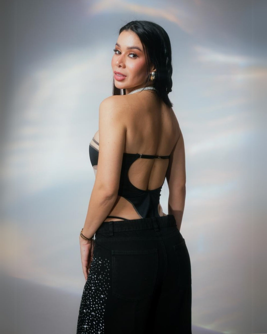 Black Glow Jean Brillos Laterales