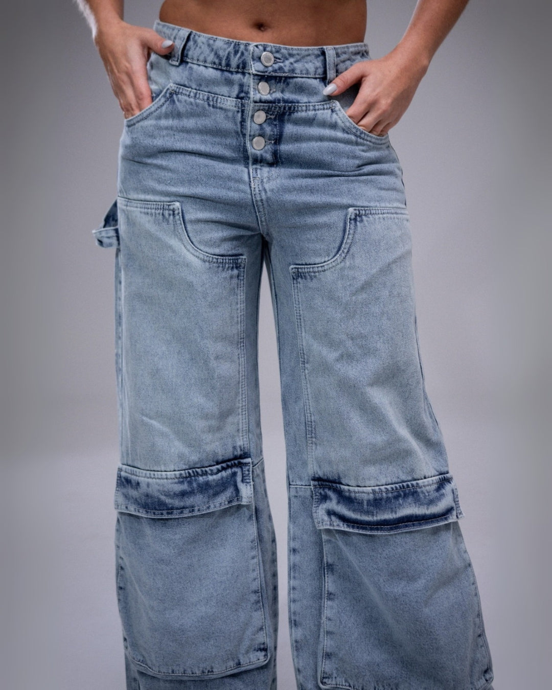 Rebel – Jean Cargo Wide Leg con Estilo Tie-Dye