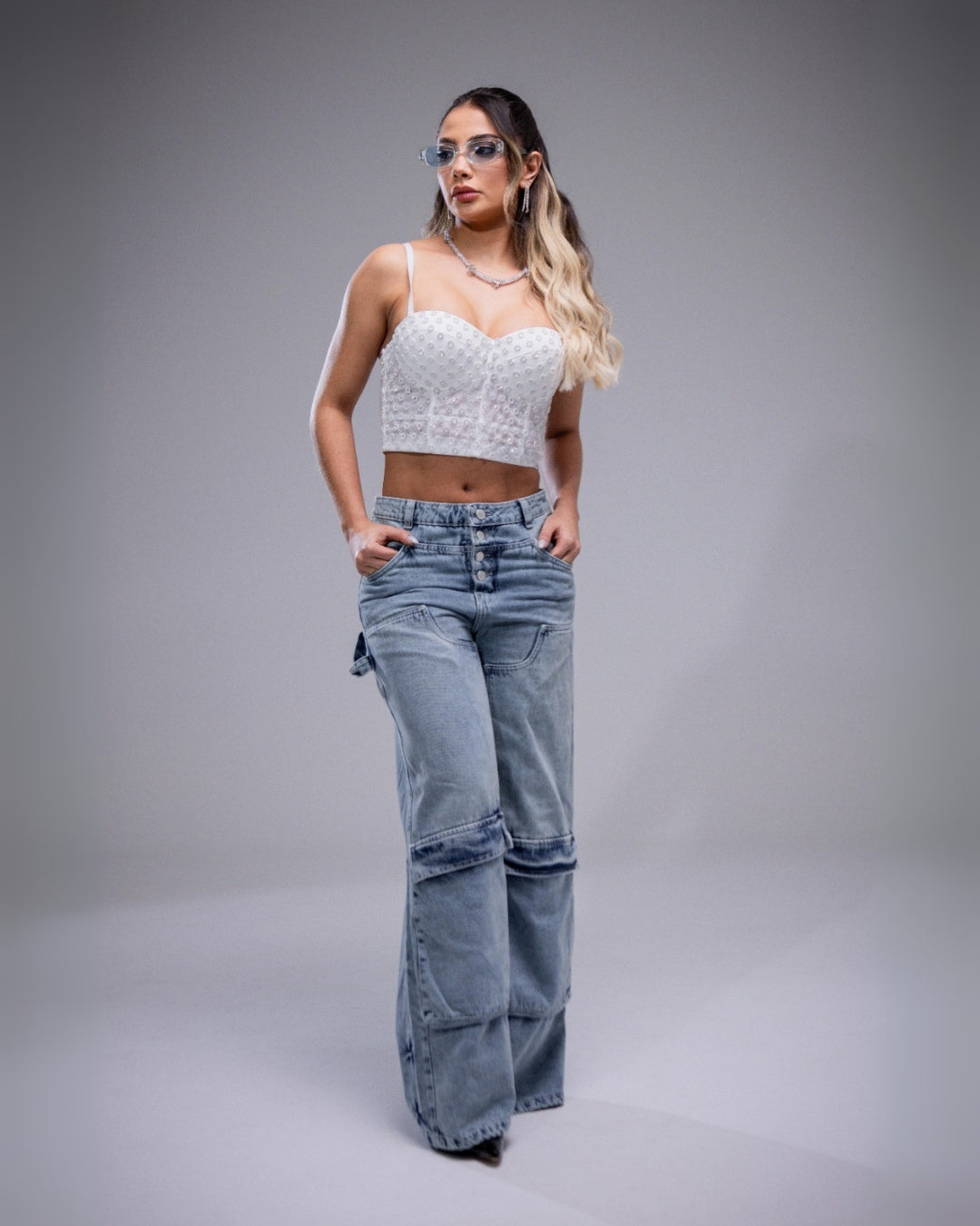 Rebel – Jean Cargo Wide Leg con Estilo Tie-Dye
