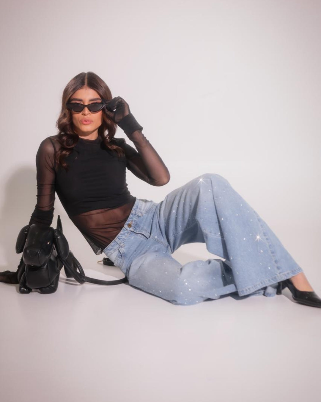 Glow Blue Jean – Destellos y Bota Ancha
