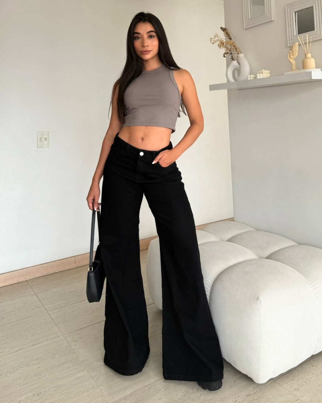 Jean Essenzia Bota Ancha Negro