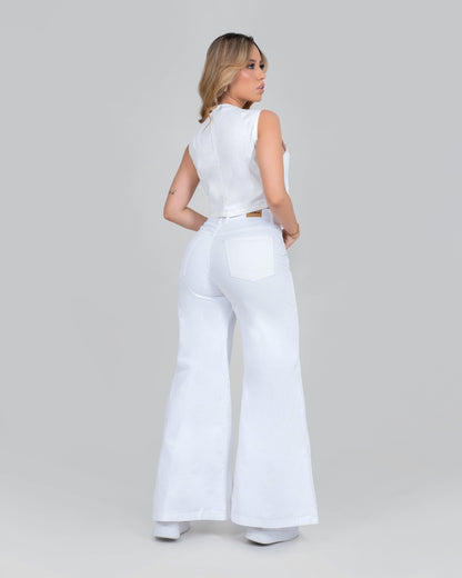 NUEVO Pantalón Munikos James® de Bota Súper Ancha Blanco