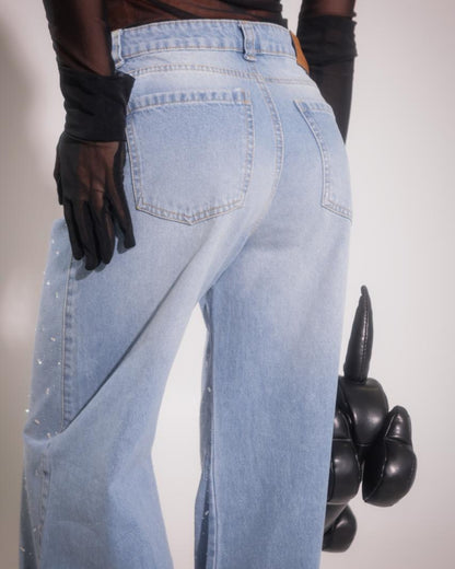 Glow Blue Jean – Destellos y Bota Ancha