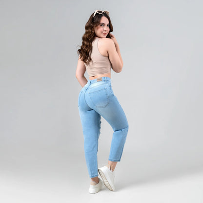 Munikos Flow® Wide Leg Jean Bota Recta - Azul Claro