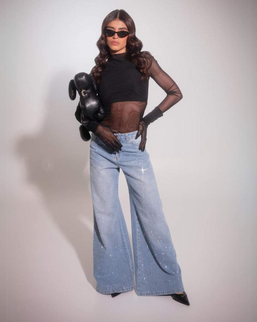 Glow Blue Jean – Destellos y Bota Ancha