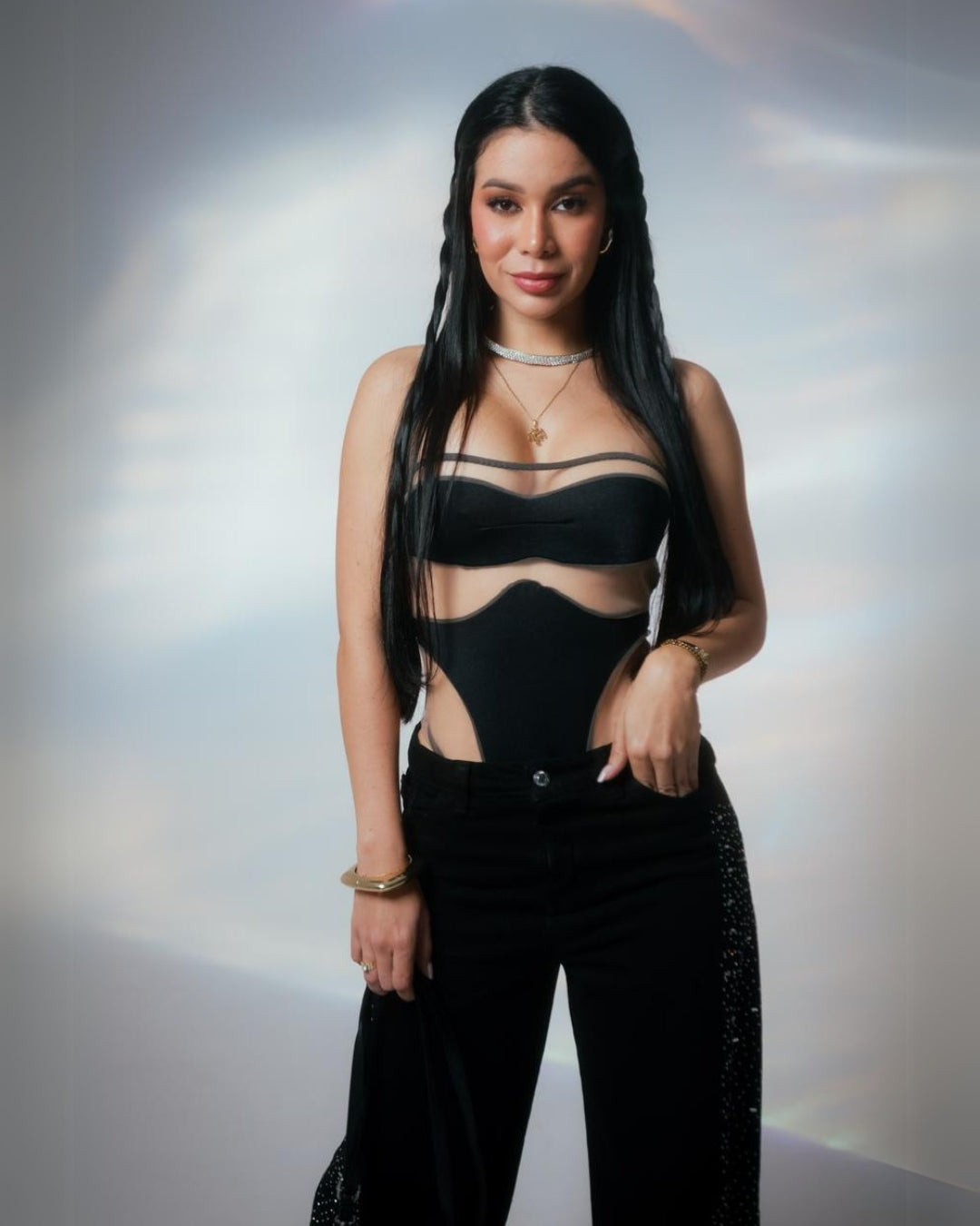 Black Glow Jean Brillos Laterales