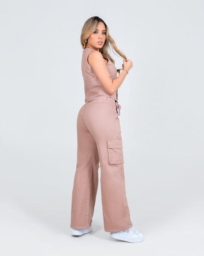 Set Cargo Chaleco y Pantalón Mocha