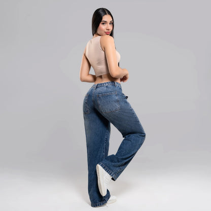 Munikos Flow® Wide Leg Jean Ancho - Azul Medio