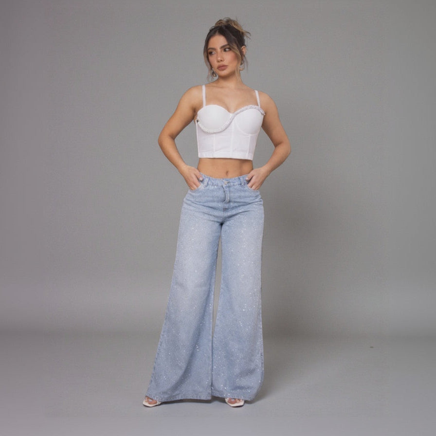 Glow Blue- Destellos y bota ancha