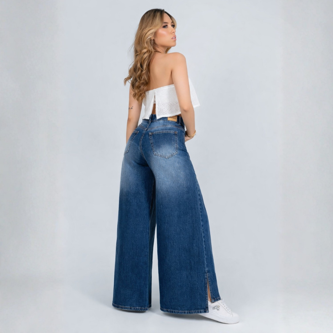 Jean Essenzia - Azul medio con abertura lateral