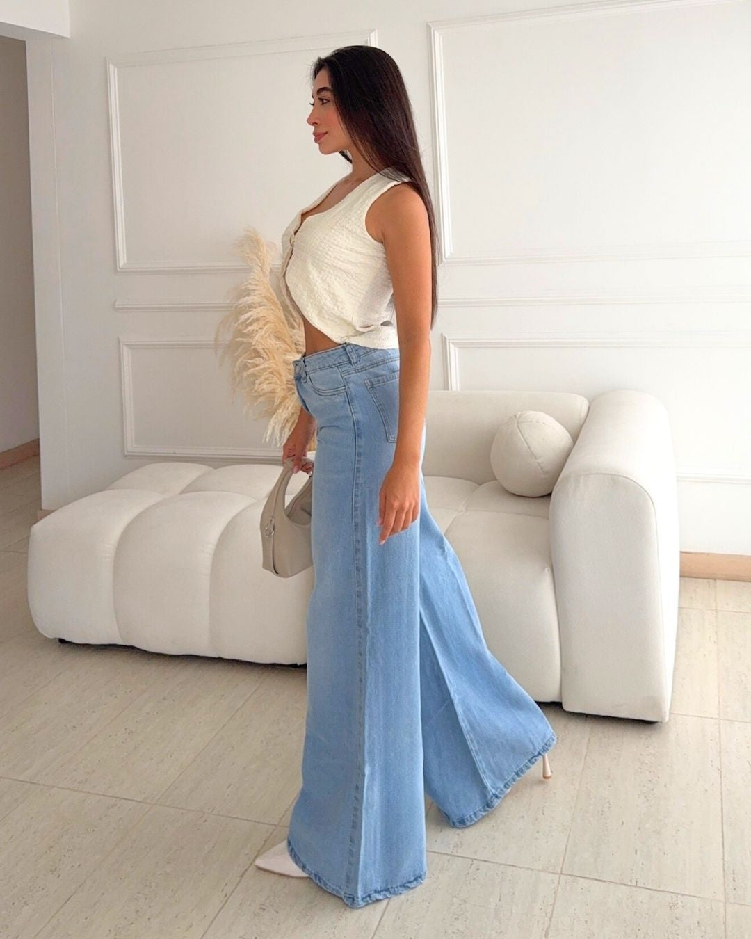 Jean Essenzia Bota Ancha Azul Claro