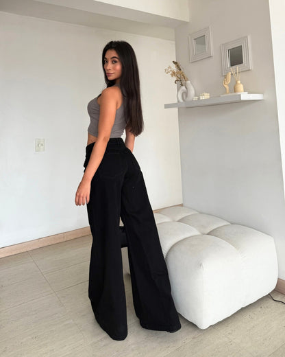 Jean Essenzia Bota Ancha Negro