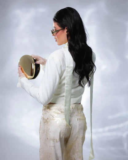 GLOW Oro- Jean con Detalles Metalizados Efecto Oro