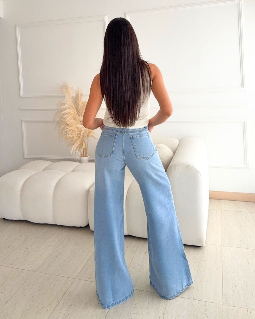 Jean Essenzia Bota Ancha Azul Claro