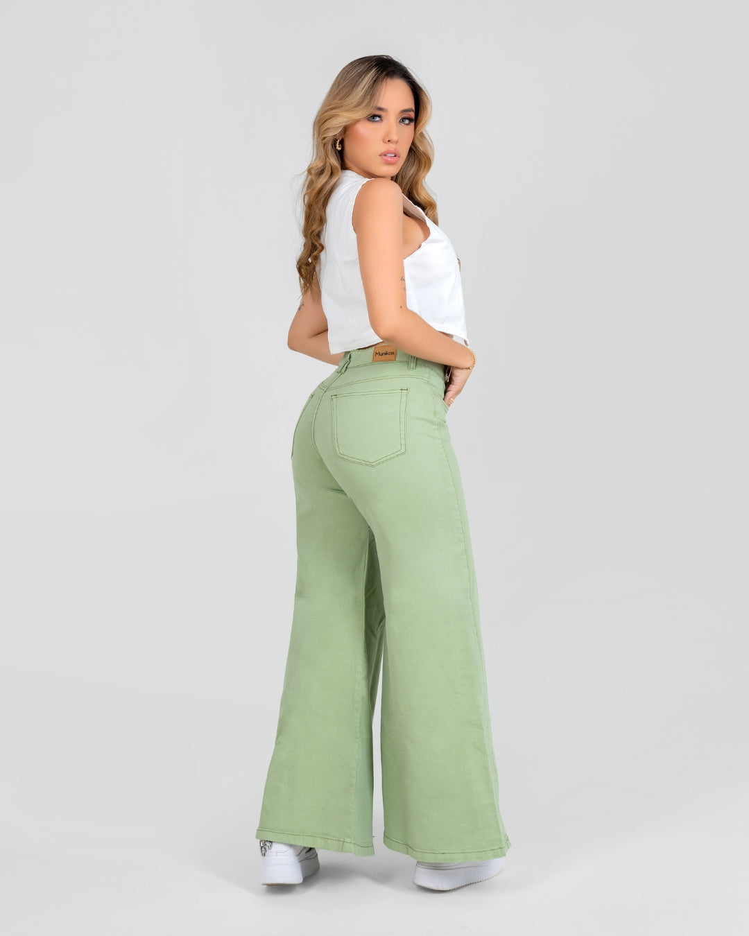 NUEVO Pantalón Munikos James® de Bota Súper Ancha Verde