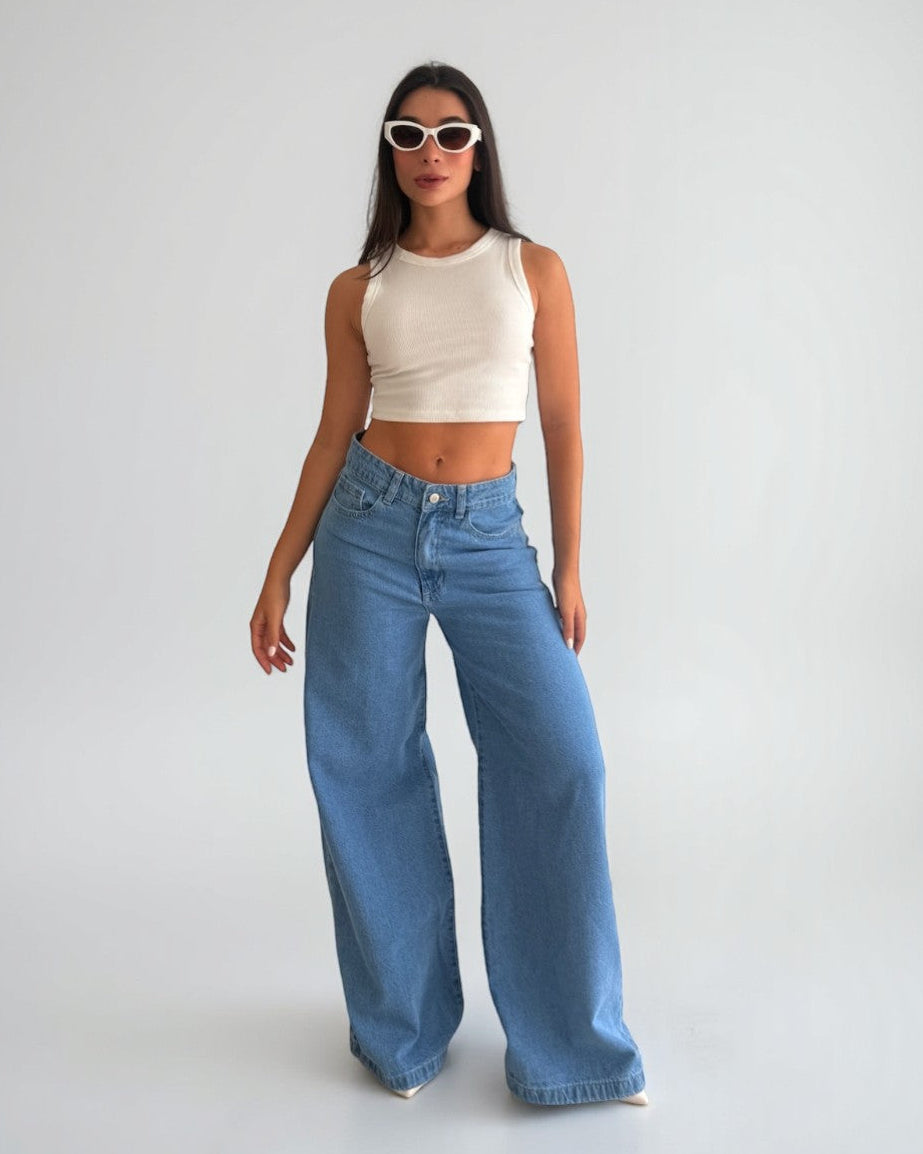 Jean Essenzia - bota ancha azul claro