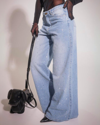 Glow Blue Jean – Destellos y Bota Ancha
