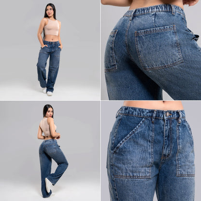 Munikos Flow® Wide Leg Jean Ancho - Azul Medio