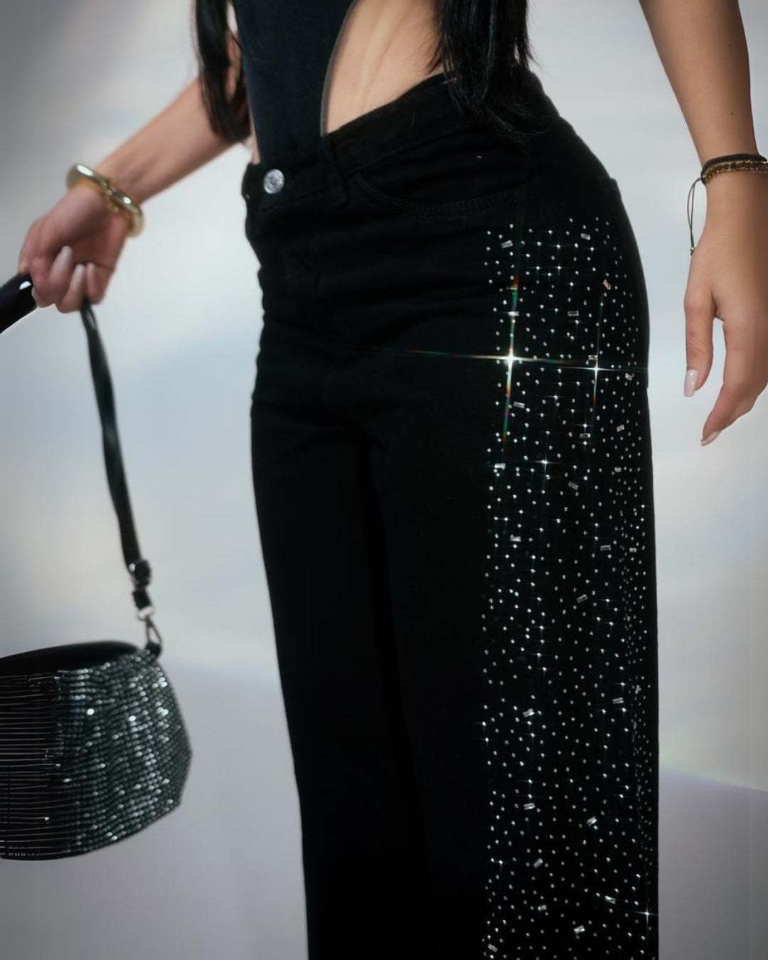 Black Glow Jean Brillos Laterales