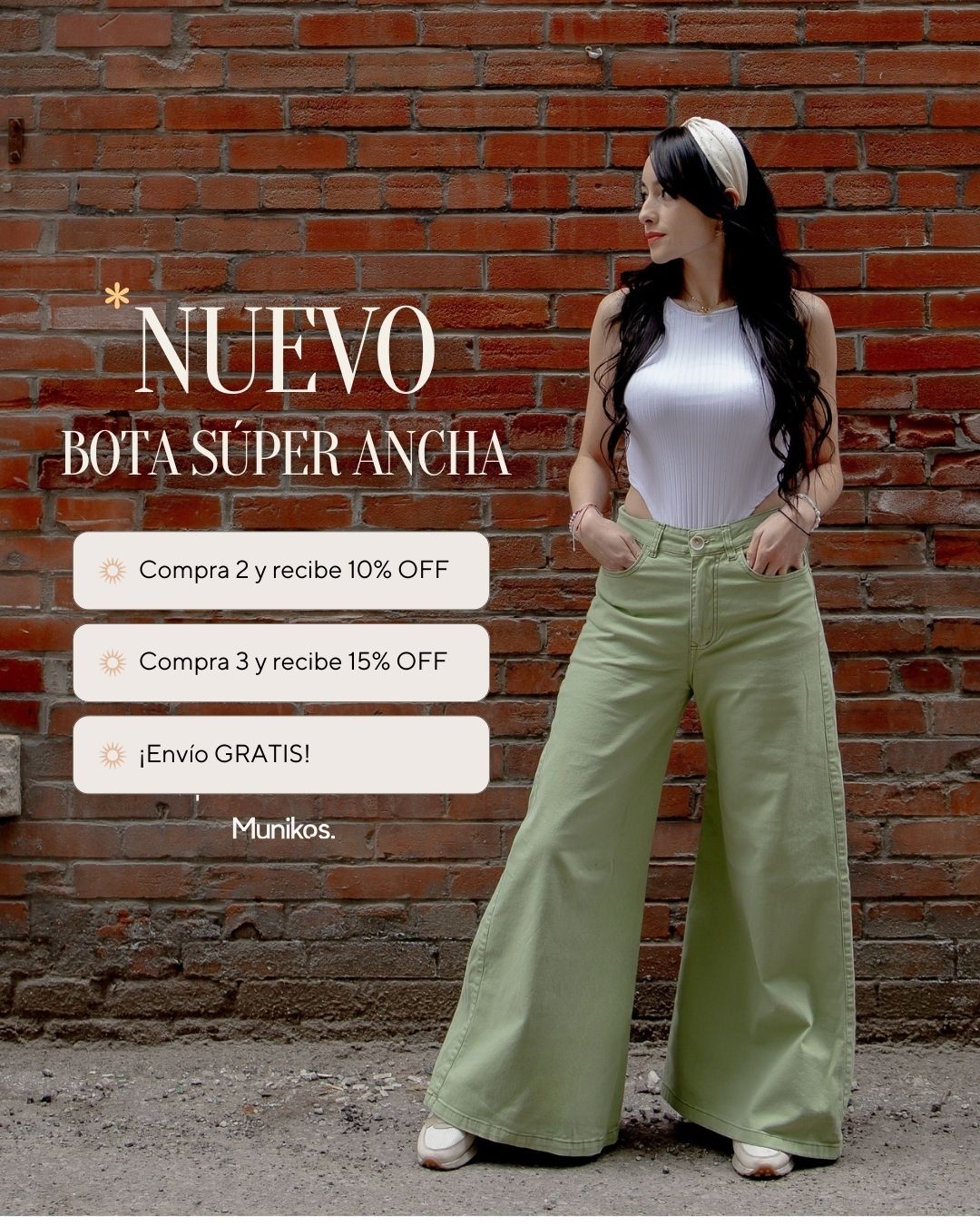 James - Bota súper ancha- negro, blanco y verde