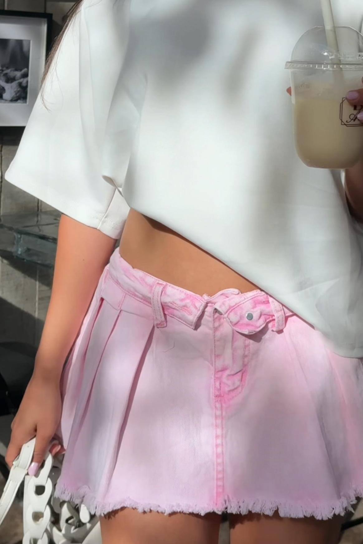 Falda Volta Rosé Latte - Mini plisada
